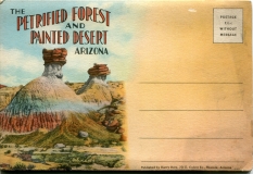 "Petrified Forest and Painted Desert - postage 1 1/2 cents without message",  Souvenir Packet book, front coverpostcard collection, Petrified Forest and Painted Desert, Arizona