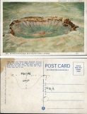 Postcard of crater, "Meteorite Mountain, Near Canyon Diablo, Arizona". with the dimensions drawn on back.postcard collection, Meteorite Moutain, Canyon Diable region, Arizona