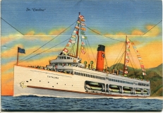 "Santa Catalina California", souvenir packet book, back cover. Boats, postcard collection, Avalon, Catalina Island, California