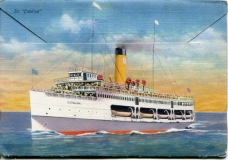 "Catalina Island, California, The Magic Isle", souvenir packet book, back cover. Boats, postcard collection, Avalon, Catalina Island, California