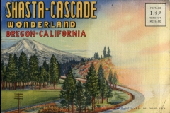 Souvenier Packet "Shasta-Cascade Wonderland,  Oregon-California", Souvenir Packet, front over. labelled: "Jerry" ( Jerry Rowley )Shasta-Cascade region, California and Oregon