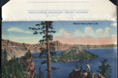 Souvenier Packet "Shasta-Cascade Wonderland,  Oregon-California", Souvenir Packet, back over. "Jerry"Crater Lake, Oregon