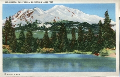 a panel in the accordian fold packet.Jerry Rowley (dad), postcard collection, Mt. Shasta, Shasta, California