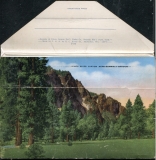 "Sequoia and Kings Canyon, California", Souvenir Packet book, back cover.Jerry Rowley (dad), postcard collection, Zumwalt Meadow, Kings Canyon National Park, California