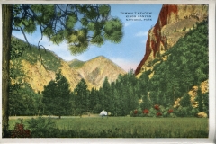 one accordian panel in a packet.Jerry Rowley (dad), postcard collection, Zumwalt Meadow, Kings Canyon National Park, California