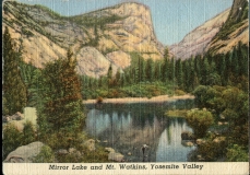 postcard collection, Mirror Lake and Mt Watkins, Yosemite National Park, California