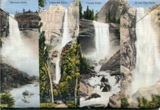 "Scenic Gems of Ysemite National Park", souvenir packet book, back cover. postcard collection, waterfall, Yosemite National Park, California