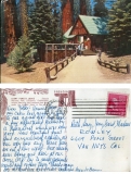 Postcard stamped 1954 Sequia National ParkTo: Ruth, Leroy, Jerry, Carol and Marlene RowleyFrom: Howard and Bonnie (Garrison) Parrotpostcard collection, Giant Forest Lodge, Sequia National Park, California