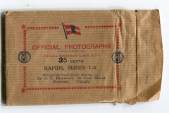 "Official Photographs of Canada Steamship Lines Ltd., 35 cents", miniature souvener photograph packet, front cover .  Montreal area, Ontario