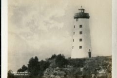 miniature photo in a souvenir packet. Lighthouse, postcard collection, The Old Windmill, Prescott, Ontario
