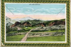 "Souvenir Folder of the Little Circle Auto Trip. Pikes Peak Region, Colorado", souvenir packet book, front cover. postcard collection, PIkes Peak, Colorado