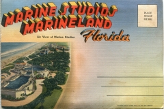 "Marine Studios, Marineland Florida", souvenir packet book, front cover. postcard collection, Marine Studios, Marineland, Florida