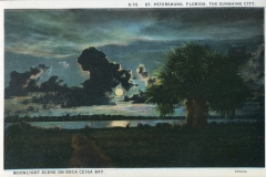 moonlight, postcard collection, Boca Ceiga Bay, St. Petersburg, Florida
