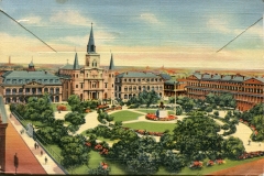 "St. Louis Cathedral, New Orleans, La.", souvenir packet book, back cover. postcard collection,  Louisiana