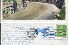 Postcard, "Acadia National Park, Maine", postmarked 1936 from Bar Harbor, MaineTo: Mr and Mrs. G. H. ParrotFrom:  Beulah (Parrot) Winterpostcard collection, Mountain Road, Acadia National Park, Maine