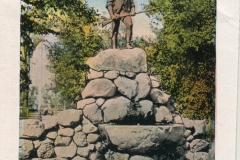 one panel in accordian folded packet. postcard collection, Statue Captain Parker, Lexington, Massachusetts
