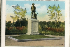 one panel in accordian folded packet. postcard collection, statue, Concord, Massachusetts