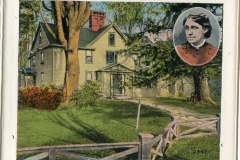 one panel in accordian folded packet. postcard collection, Louisa Alcott Home, Concord, Massachusetts