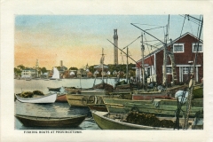 one panel in accordian folded packet: Boats, Edward B. Elliott, postcard collection, Harbor, Provincetown, Massachusetts