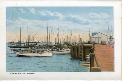 one panel in accordian folded packet. Boats, Edward B. Elliott, postcard collection, Harbor, Provincetown, Massachusetts