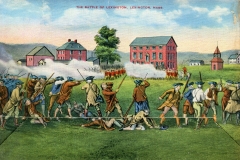 "A souvenir of Paul Revere's Ride", Packet book, back cover. postcard collection, The Green, Lexington, Massachusetts