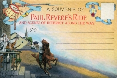 "A souvenir of Paul Revere's Ride", Packet book, front cover. Horse, postcard collection, Boston, Massachusetts