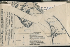 "The advocate gift shop, Provincetown", Mass. with Map of Cape Cod area. packet, back cover, postcard collection, gift shop, Provincetown, Massachusetts