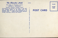postcard collection, Sheratin Hotel, Detroit, Michigan
