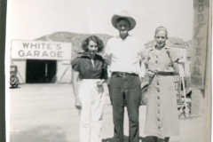 miniature photo in a souvenir packet. cowboys, postcard collection, White's Garage, Near Carlsbad Caverns?, New Mexico