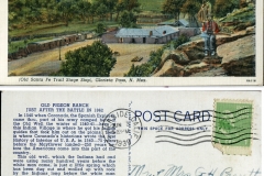 Postcard "Old Santa Fe Trail Stage Stop, Glorieta Pass, N. Mex" , postmarked Jun 3, 1939 from Riverside Calif.To: Mr. and Mrs. G.H. ParrotFrom: Isabel Buckpostcard collection, Glorieta Pass, Glorieta, New Mexico