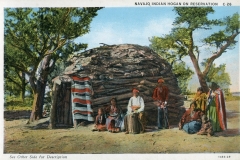 "Navajo Indian Hogan on Reservation". postcard collection, hogan, Navajo Indian Reservation, New Mexico
