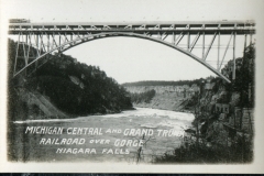 miniature photo in a souvenir packet. postcard collection, Michigan Central and Grand Railroad, bridge over Gorge, Niagara, New York