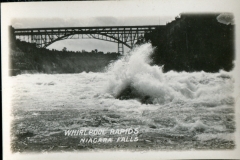 miniature photo in a souvenir packet. postcard collection, Michigan Central and Grand Railroad, bridge over Gorge, Niagara, New York