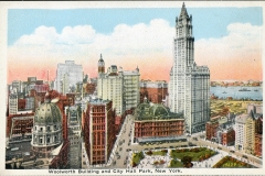 postcard collection, Woolworth Building ad City Hall Park, New York City, New York