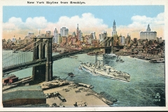 Boats, postcard collection, Brooklyn Bridge ?, New York City, New York