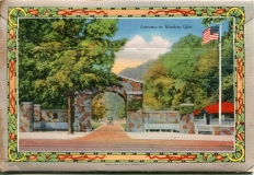"Watkins Glen, New York" Souvenir packet book, back cover. postcard collection, Entrance, Watkins Glen, New York