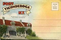 "Fort Ticonderoga" Souvenir packet book, front cover. postcard collection, Fort Ticonderoga, Ticonderoga, New York