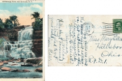 Postcard "Chittenango Falls near Syracuse, NY", postmarked Jul. 1923To: Miss Mary ElliottFrom:  Edward B. Elliottpostcard collection, Chittenango Falls, Syracuse, New York
