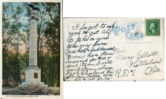 Postcard "John Brown Monument, Akron, Ohio", postmarked Oct. 1922
To: Mary Elliott
From: Leila
postcard collection, John Brown's Monument, Akron, Ohio