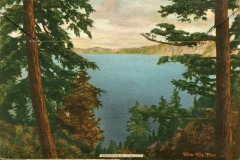 "Crater Lake Oregon" packet book, back cover. postcard collection, Crater Lake, Oregon