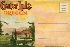 "Crater Lake Oregon" packet book, front cover. postcard collection, Crater Lake, Oregon