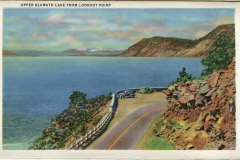 a panel in the accordian fold packet. Jerry Rowley (dad), postcard collection, Upper Klamath Lake, Klamath Falls, Oregon