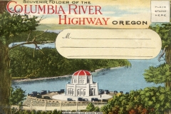 "Souvenir Folder of the Columbia River Highway, Oregon" packet book, front cover. postcard collection, location stated.