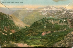 "Washington's Majestic Mountains", souvenir packet book, back cover.
postcard collection, Mt. Rainier and Stevens Canyon, Mt. Rainier and Stevens Canyon, Washington