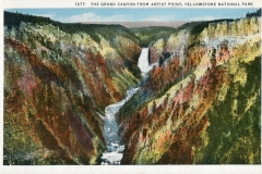 postcard collection, waterfall, Grand Canyon, Yellowstone National Park, Wyoming